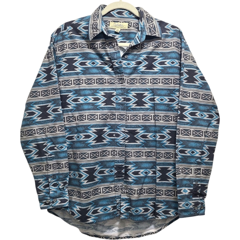 Men’s Cabelas Geometric Print Flannel Button‎ Down Shirt M